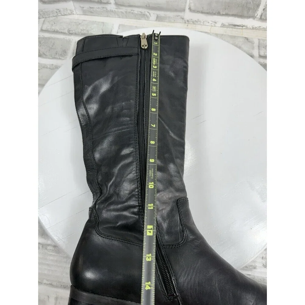 Tommy Hilfiger TWDEXTER Women’s Size 10 Black Leather Knee High Riding Boots